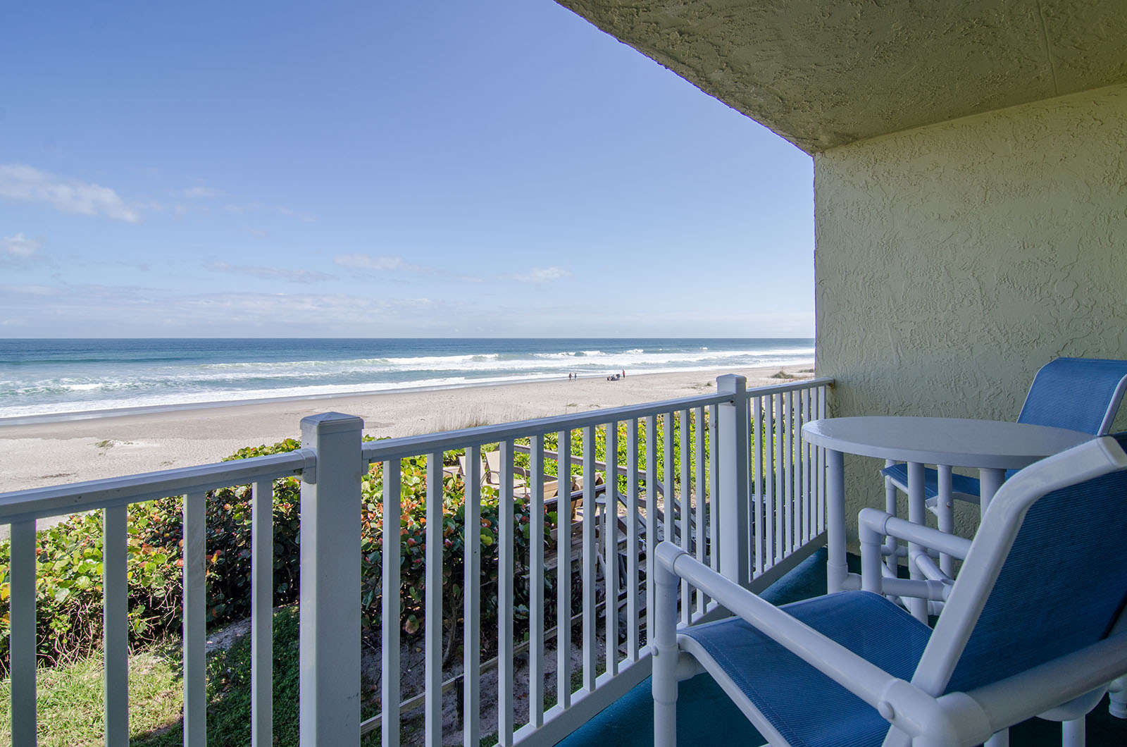 View of Space Coast beach from Tuckaway Shores Resort Suite